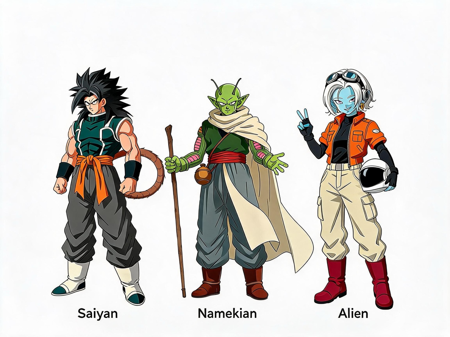 Saiyan, Namekian and alien original character concepts